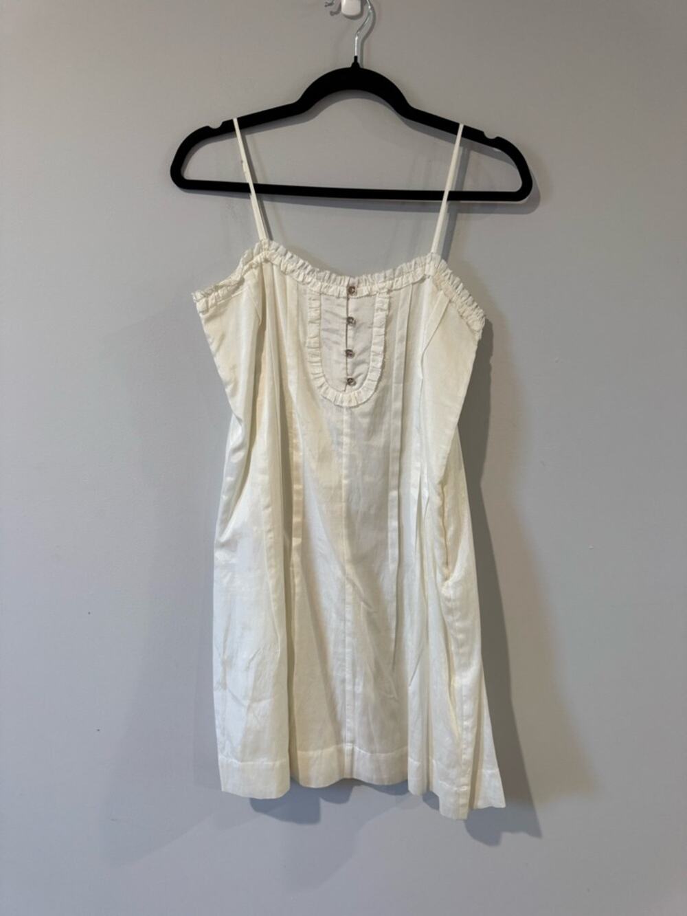 Saja White Lightweight Rayon Mini Dress with Spaghetti Straps